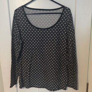 Ann Taylor Factory Black and White Patterned Long Sleeve Top
